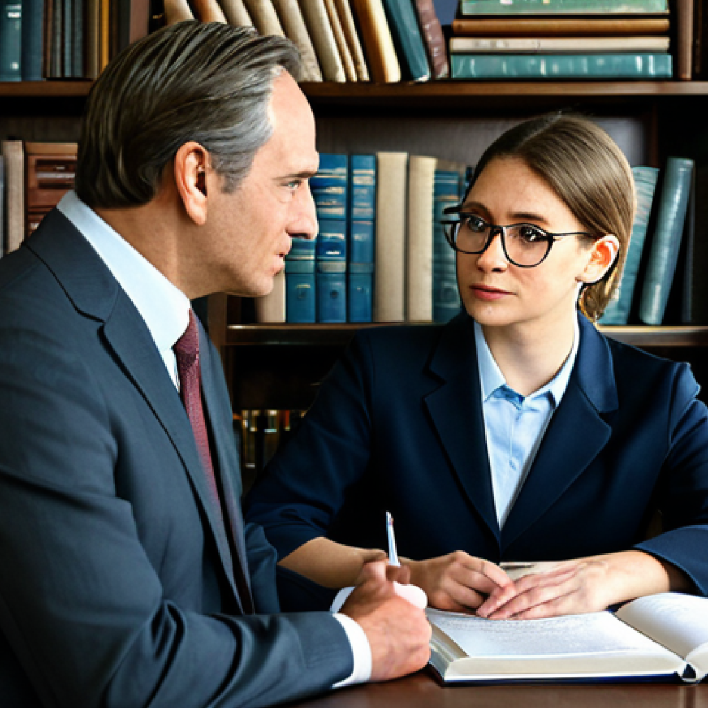 심리학에서의 멘토링 - Ethical Dilemma Consultation**

"A seasoned psychologist in a well-lit office, consulting with a you...