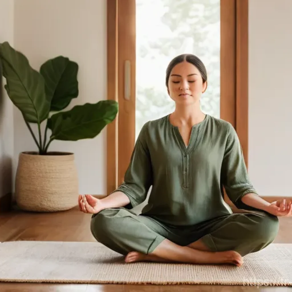 심리학 치료학 - **Inner Calm: Mindful Meditation in a Serene Setting**
    A peaceful, calm woman in her late 20s to...