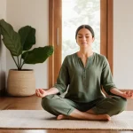 Home 16 심리학 치료학 - **Inner Calm: Mindful Meditation in a Serene Setting**
A peaceful, calm woman in her late 20s to...