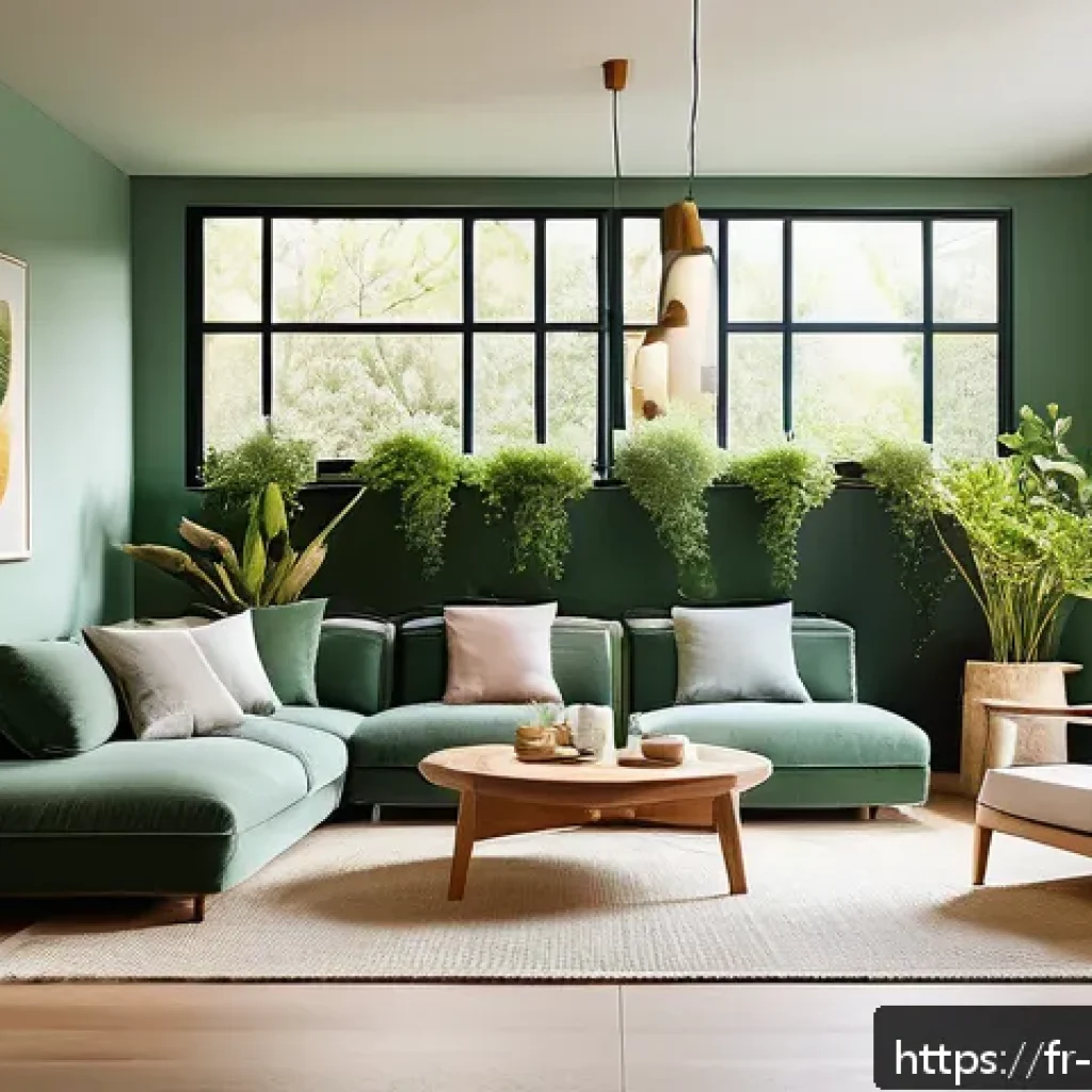 심리학 상담학 - A serene, softly lit modern living room designed to promote emotional well-being, featuring natural ...